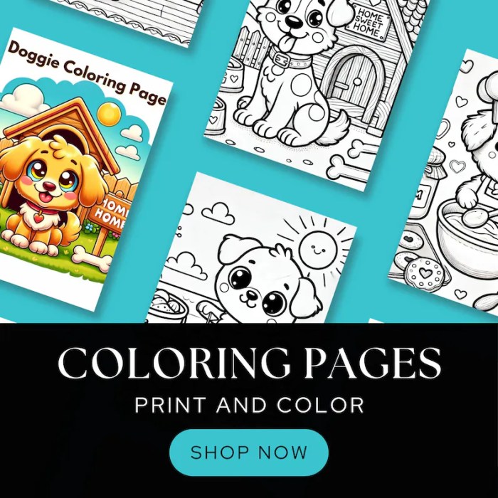 Puppy coloring book pages