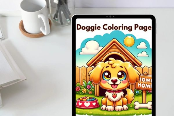 Puppy coloring book pages