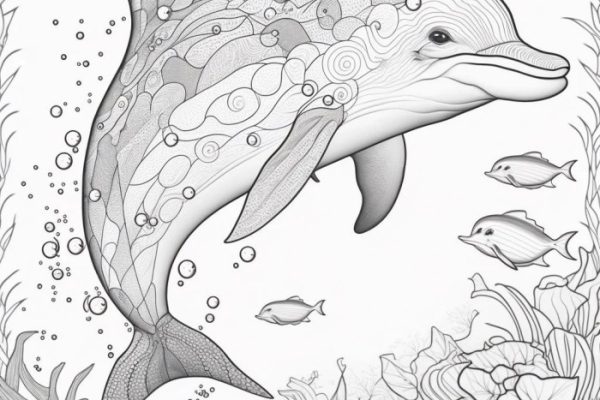 Dolphin coloring book pages